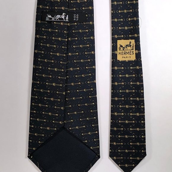 Hermès Tie | 888 PA | Black + Gold | Pre-1970 | Ultra Rare | Exquisite Condition - Picture 3 of 4